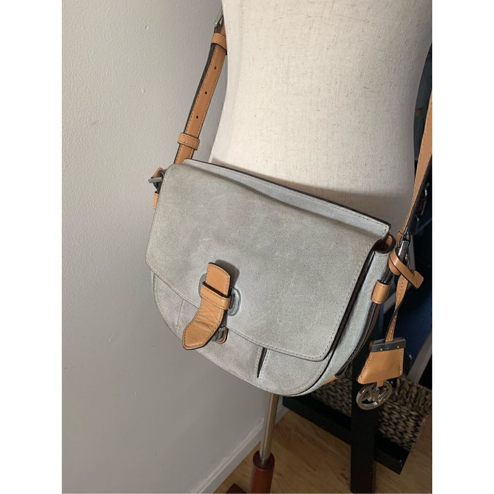 Michael Kors suede messenger bag gray leather classy